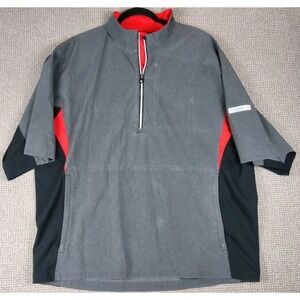 FootJoy HydroLite Short Sleeve Golf Rain Shirt 1/2 Zip Pullover Gray Red Black